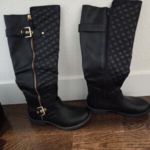 Elegant Black Quilted Over the Knee Boots